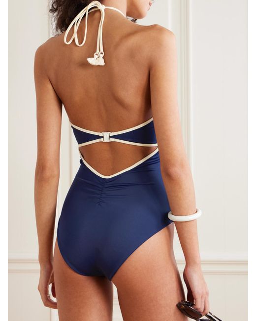 【JOHANNA ORTIZ】foreing coastlines cutout recycled swimsuit Johanna Ortiz Sea Salt Cutout Recycled Swimsuit in Blue | Lyst