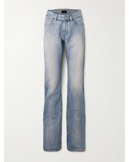 Balenciaga Blue Frayed Low-Rise Straight-Leg Jeans