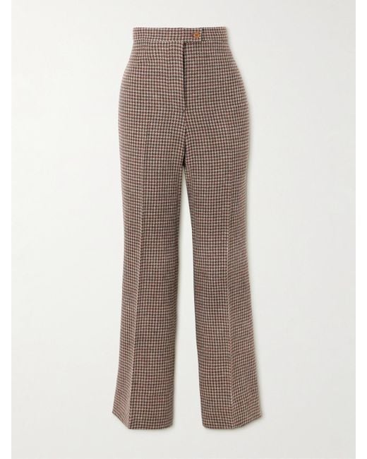 Giuliva Heritage Brown Laura Hose Mit Weitem Bein Aus Wolle Mit Hahnentrittmuster