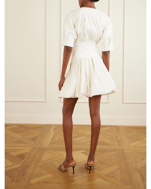Jonathan Simkhai Natural Risel Pleated Poplin Mini Dress