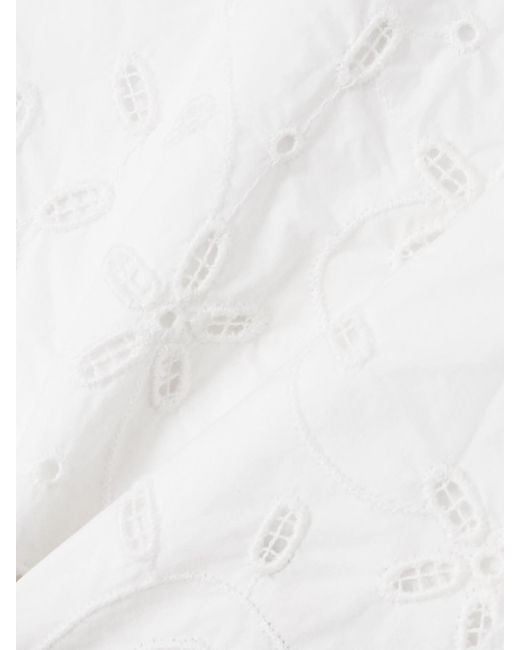 Posse White Salma Cropped Broderie Anglaise Cotton Top
