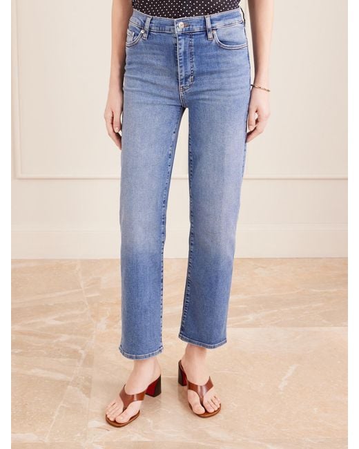 FRAME Blue Le Sleek Straight High-Rise Straight-Leg Jeans