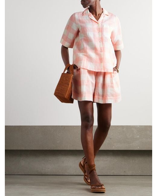 Thierry Colson Pink Zouk Checked Linen And Cotton-Blend Shirt