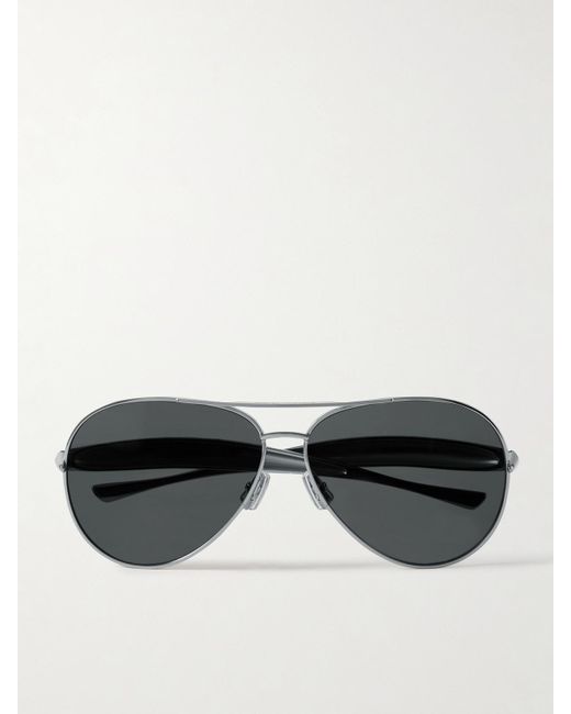 Bottega Veneta Black Sardine Silberfarbene Pilotensonnenbrille