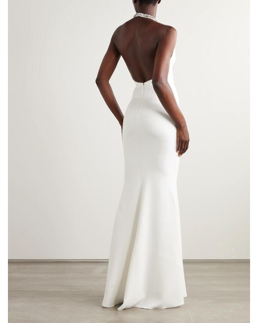 Robe Du Soir Dos Nu En Crêpe Satiné À Cristaux Givenchy en coloris White