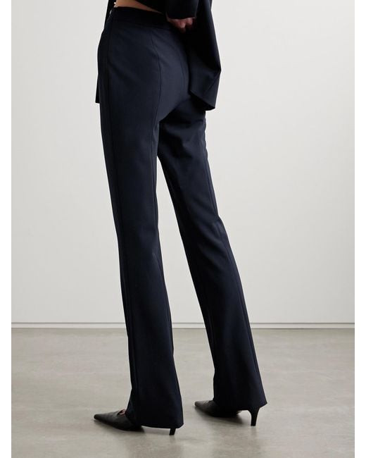 FFORME Blue Jem Wool-Blend Crepe Flared Pants