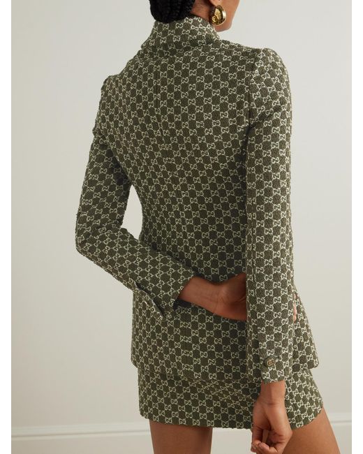 Gucci Green Jacke Aus Bouclé Aus Einer Baumwollmischung Mit Jacquard-Muster