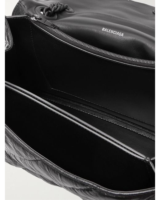 Balenciaga Black Crush Mittelgroße Schultertasche Aus Gestepptem Leder