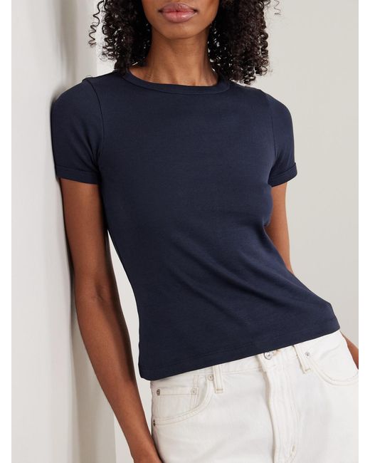 Flore Flore Blue Car Ribbed Organic Cotton-Jersey T-Shirt
