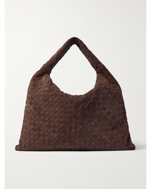 Bottega Veneta Brown Hop Large Intrecciato Suede Shoulder Bag