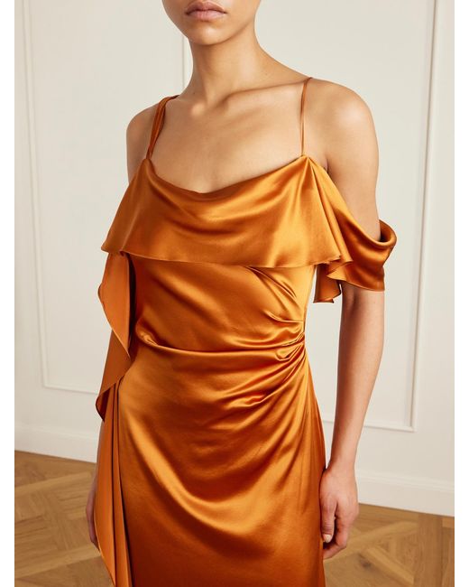 Roksanda Brown Lysa Draped Silk-Satin Gown