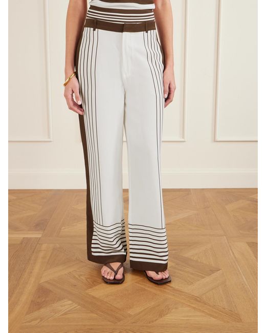 Sir White Destino Hose Mit Weitem Bein Aus Crêpe De Chine Aus Seide Mit Streifen