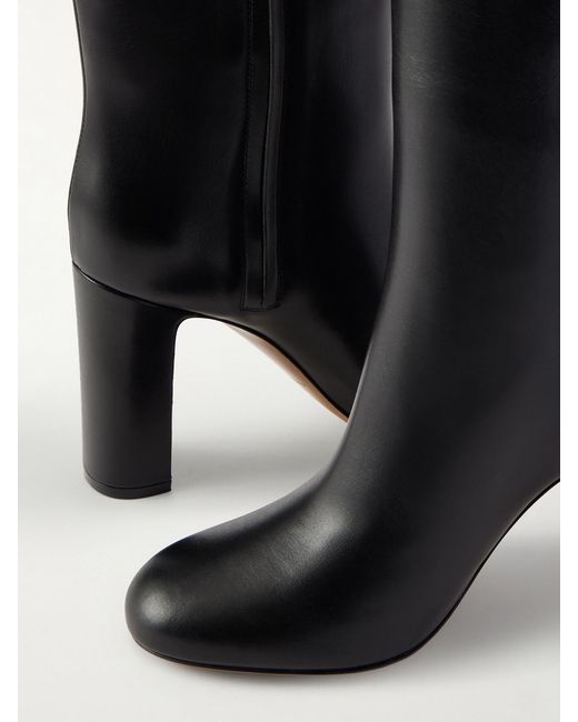 Ferragamo Black Enni Embellished Leather Knee Boots