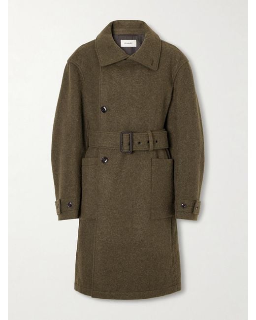 Lemaire Green Belted Alpaca And Wool-Blend Felt Coat