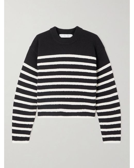 Proenza Schouler Black Nia Verkürzter Pullover Aus Einer Gestreiften Baumwollmischung
