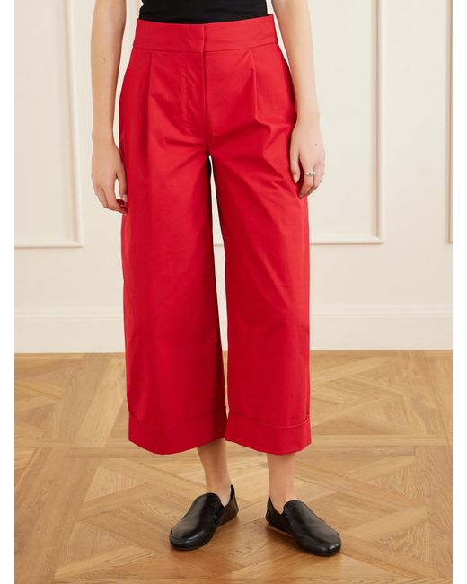 Proenza Schouler Red Talla Cotton-Blend Wide-Leg Pants