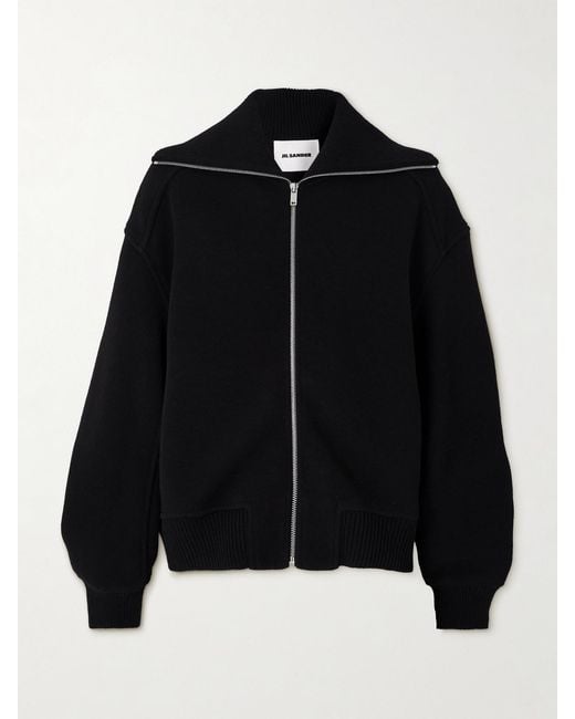 Jil Sander Black Oversized Wool-Blend Bomber Jacket