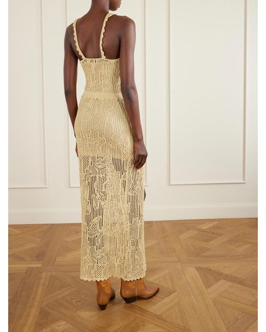 Isabel Marant Natural Ornella Embellished Crocheted Cotton-Blend Midi Dress
