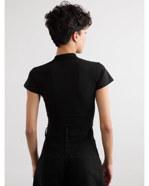 Alaïa Black Embroidered Stretch-Cotton Jersey Bodysuit