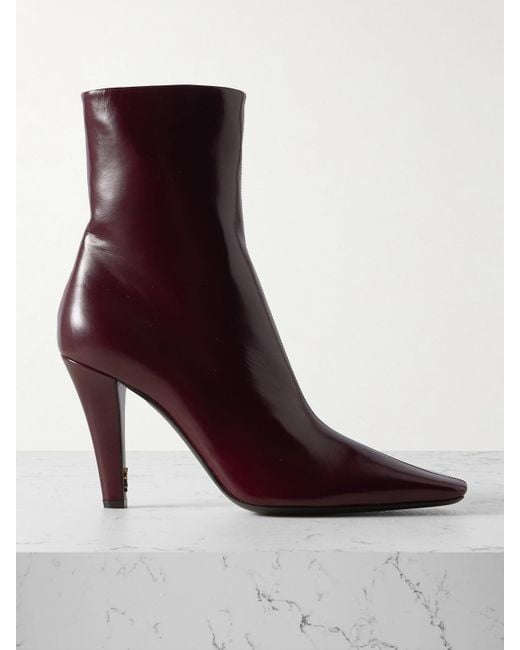 Saint Laurent Purple Jill Patent-Leather Ankle Boots