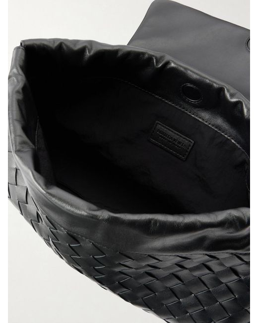 Bottega Veneta Black Giorno Intrecciato Leather Shoulder Bag