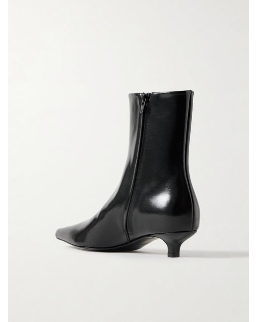 Totême  Black Glossed-Leather Ankle Boots