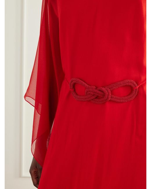 ANDRES OTALORA Red Gesto Continuo Silk-Chiffon Maxi Dress