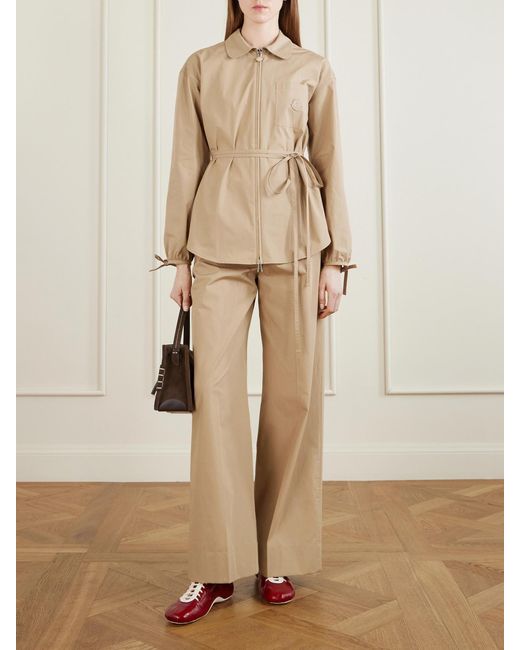 Moncler Natural Cotton-Poplin Wide-Leg Pants