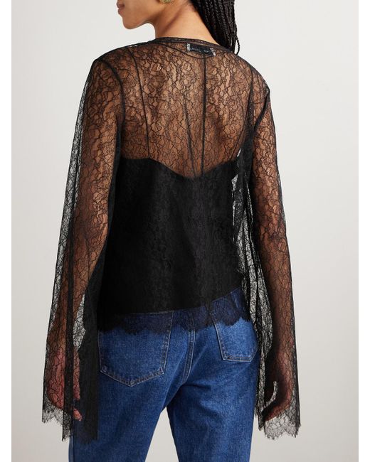Brandon Maxwell Black The Eloise Oberteil Aus Chantilly-Spitze Und Crêpe