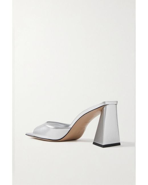 The Attico White Mini Devon Metallic Leather Mules