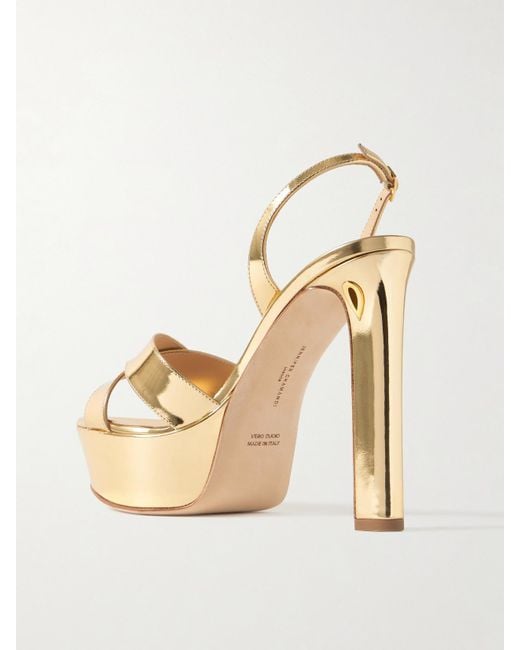 JENNIFER CHAMANDI Leonardo 130 Metallic Leather Platform Slingback Sandals