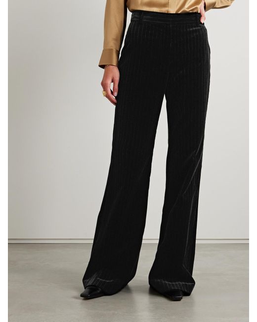 Pantalon Large En Velours De Coton À Fines Rayures Effy Nili Lotan en coloris Black
