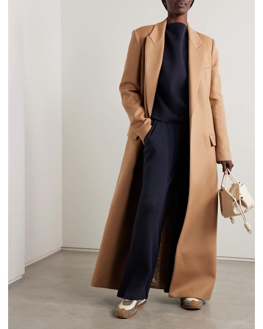 Max Mara Blue Pleated Wool Wide-Leg Pants