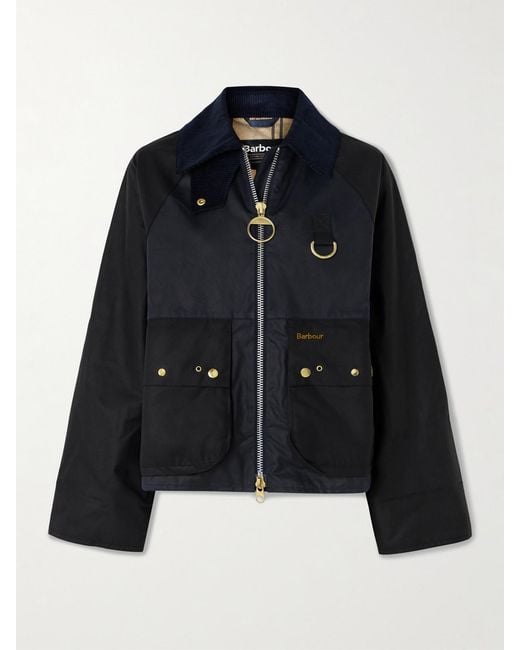 Barbour Kearton Two-Tone Corduroy-Trimmed Waxed Cotton Jacket in
