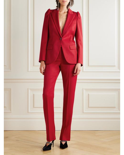 Alexander McQueen Red Hose Mit Geradem Bein Aus Grain De Poudre Aus Wolle