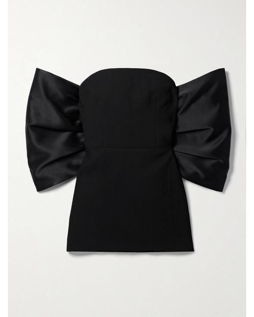 Monot Black Strapless Bow-Embellished Charmeuse And Cady Mini Dress