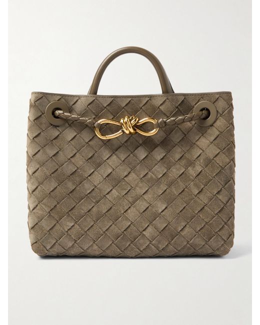 Bottega Veneta Brown Andiamo Small Intrecciato Suede Tote