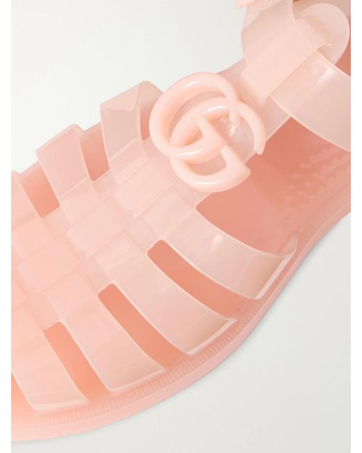 Gucci Pink Fisherman Embellished Rubber Sandals