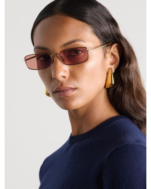 Prada Pink Goldfarbene Sonnenbrille Mit Eckigem Rahmen