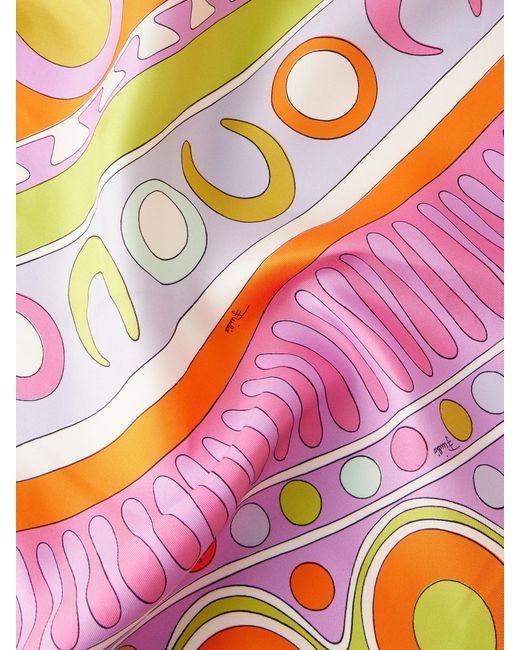 Emilio Pucci Pink Printed Silk-Twill Scarf