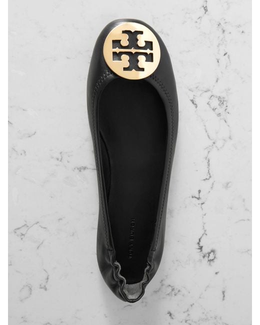 Tory Burch White Minnie Travel Ballerinas Aus Leder Mit Logodetail