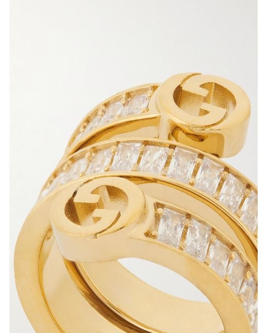 Gucci Metallic Blondie-Tone And Cubic Zirconia Ring