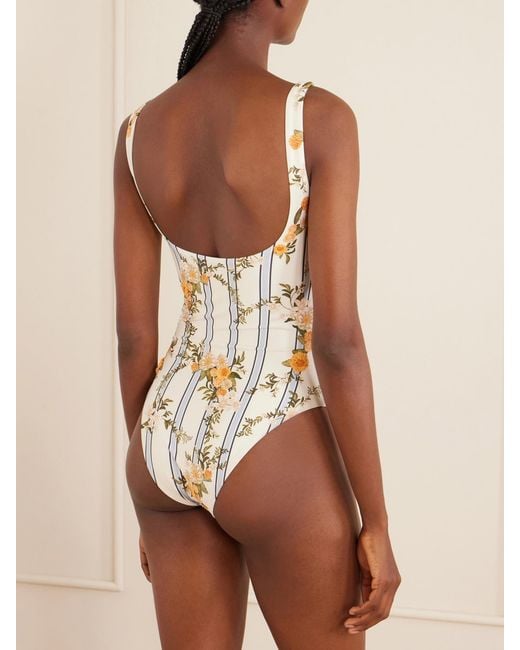 Agua Bendita Metallic Gema Valle Bead-Embellished Printed Stretch Recycled Swimsuit