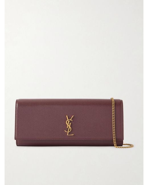Saint Laurent Purple Kate Embossed-Leather Clutch