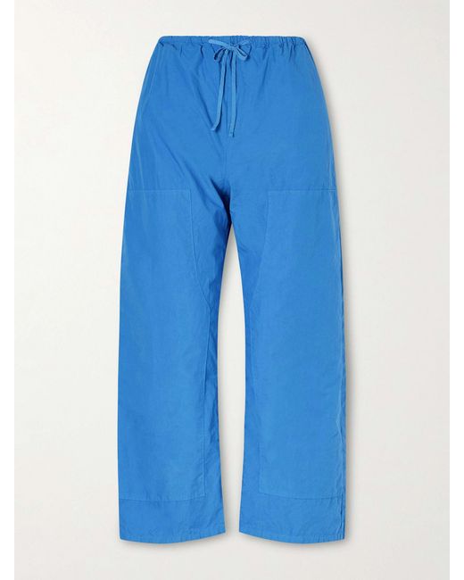 Leset Blue Kyoto Cotton-Poplin Low-Rise Wide-Leg Pants
