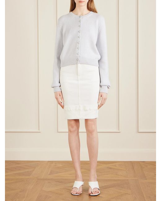 Khaite White Kendra Denim Midi Skirt