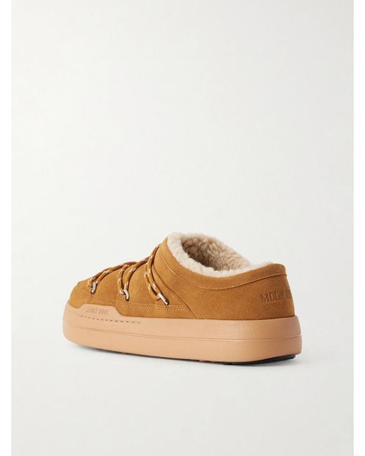 Moon Boot Brown Park Shearling-Lined Suede Slippers