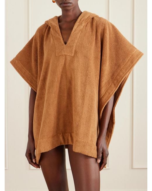 Lisa Marie Fernandez Brown Hooded Cotton-Terry Poncho