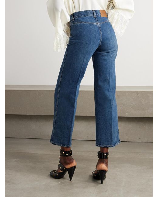 Chloé Blue Cropped High-Rise Bootcut Jeans