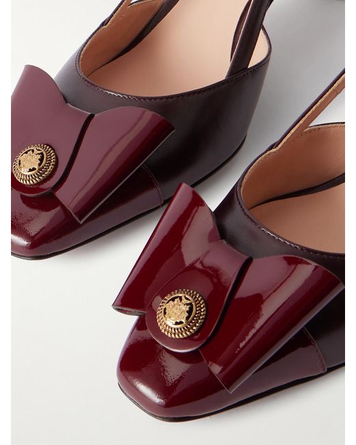 Bally Brown Bilyana 55 Bow-Embellished Two-Tone Leather Slingback Pumps